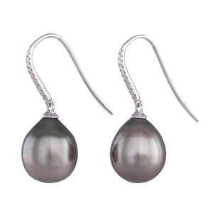 Tahitian Pearl & Diamond Hooks