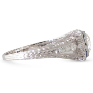 Art Deco Diamond Ring with Sapphire