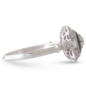 Onyx and Diamond Octagonal Ring