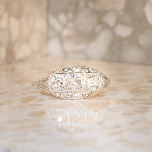 Art Deco Three Stone Diamond Ring