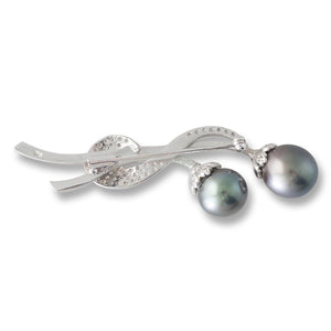 Diamond and Pearl Floral Brooch