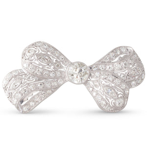 Diamond Bow Brooch