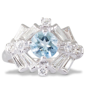Aquamarine and Diamond Ring