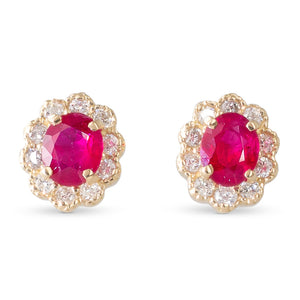 Ruby & Diamond Cluster Studs