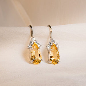 Golden Topaz & Diamond Earrings