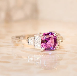 Pink-Purple Sapphire & Diamond Ring