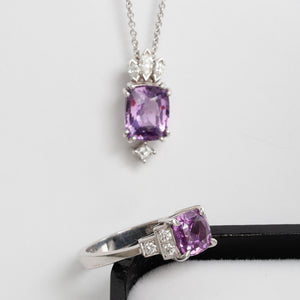 Pink-Purple Sapphire & Diamond Ring
