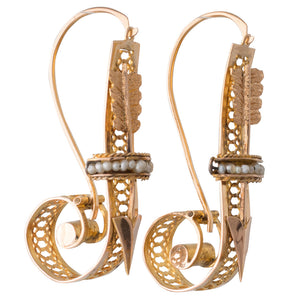 Antique Gold Arrow Earrings