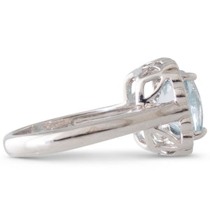 Cushion Cut Aquamarine Cluster Ring