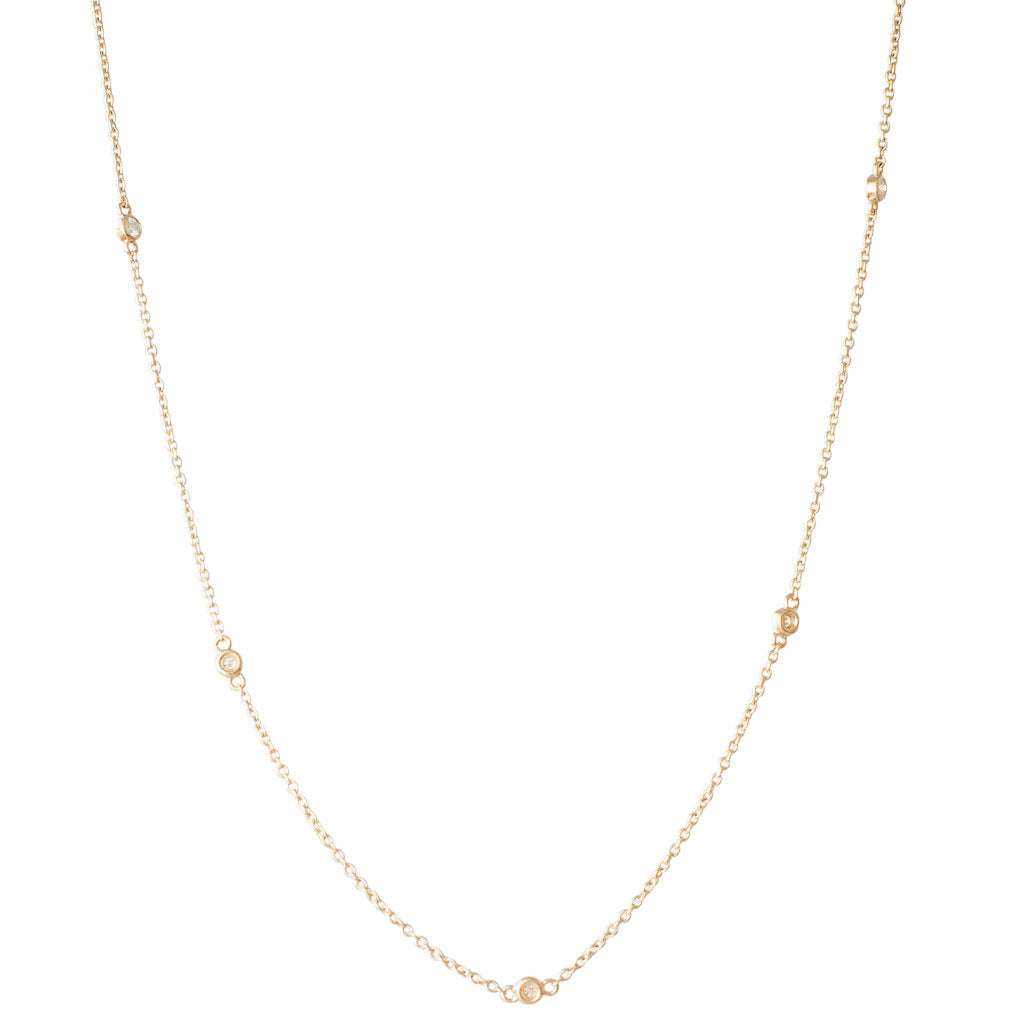 18ct YG Scattered Diamond Chain