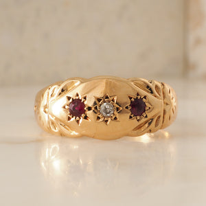 Antique Ring with Rubies & Diamond