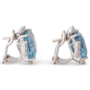Aquamarine & Diamond Stud Earrings