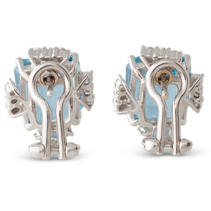 Aquamarine & Diamond Stud Earrings