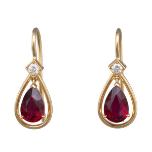 Unheated Ruby & Diamond Earrings