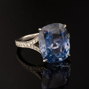 Unheated Sapphire & Diamond Ring
