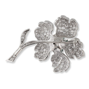 Emerald and Diamond Flower Brooch