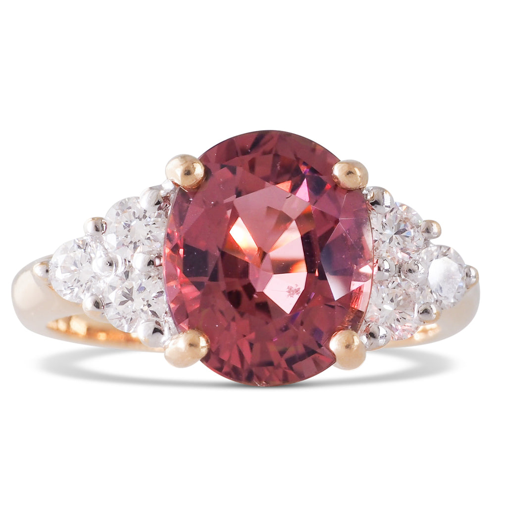Pink Tourmaline and  Diamond Ring