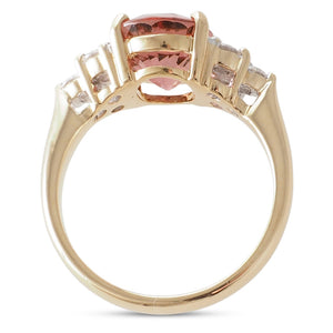 Pink Tourmaline and  Diamond Ring