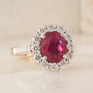 Unheated 2.16ct Ruby Cluster Ring