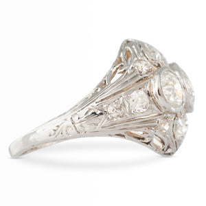 Art Deco Three Stone Ring