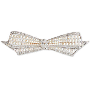 Pearl and Diamond Bow Brooch
