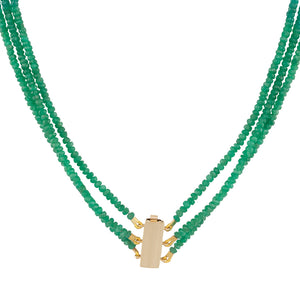 Triple Strand Emerald Beads
