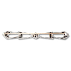 Art Deco Bow Brooch with Onyx