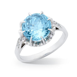 Aquamarine and Diamond Ring