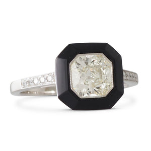 Onyx and 1.03ct Diamond Ring