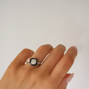 Onyx and 1.03ct Diamond Ring