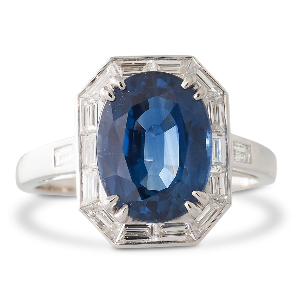 Sapphire and Baguette Diamond Ring