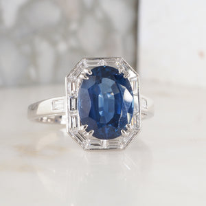 Sapphire and Baguette Diamond Ring