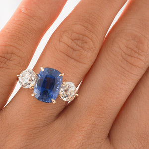 Sri Lankan Sapphire & Diamond Ring