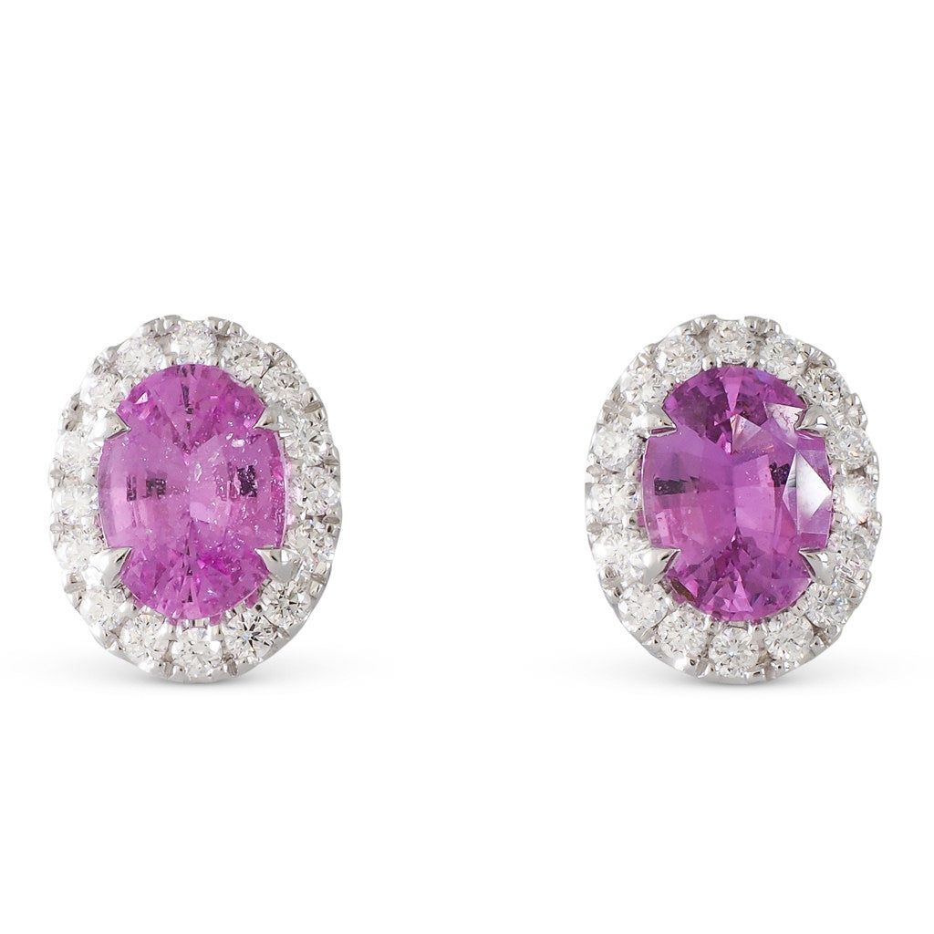 Pink Sapphire Cluster Studs