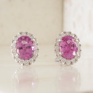 Pink Sapphire Cluster Studs