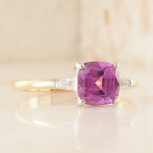 Unheated Pink Sapphire Diamond Ring