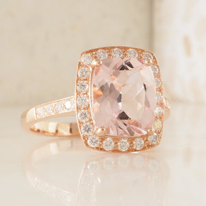 Morganite & Diamond Cluster Ring