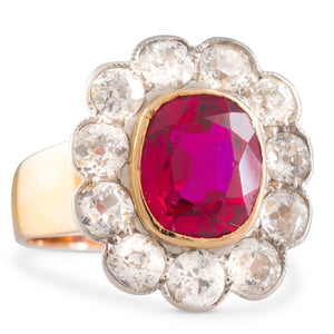 Synthetic Ruby and Diamond Ring