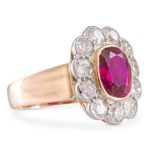 Synthetic Ruby and Diamond Ring