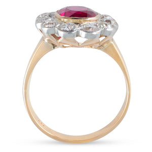 Synthetic Ruby and Diamond Ring