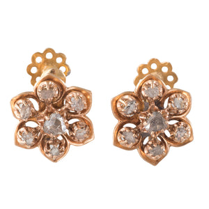 A Pair of Diamond Floral Earrings
