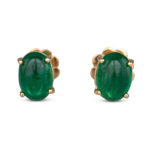 Cabochon Emerald Studs