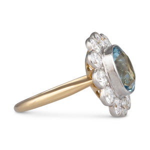 Aquamarine and Diamond Cluster