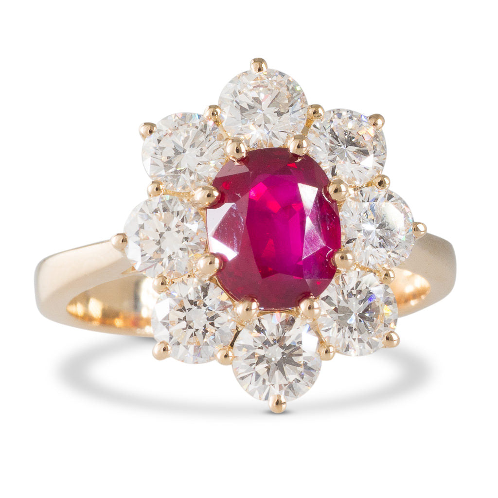 Unheated Ruby and Diamond Ring