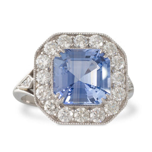 Platinum Sapphire and Diamond Ring