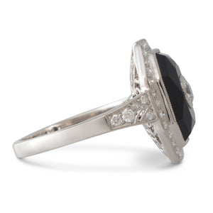 Onyx and Diamond Ring in Platinum
