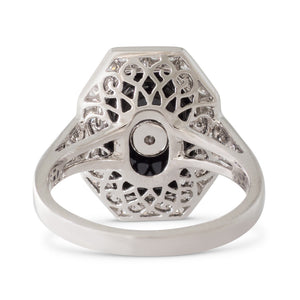 Onyx and Diamond Ring in Platinum