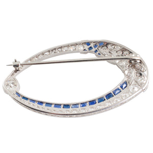 Art Deco Diamond & Sapphire Brooch