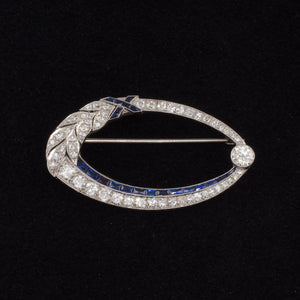 Art Deco Diamond & Sapphire Brooch