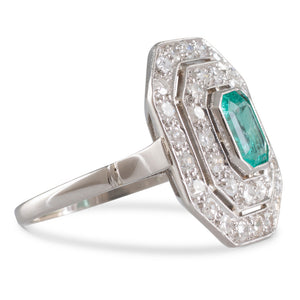 Art Deco Emerald & Diamond Ring